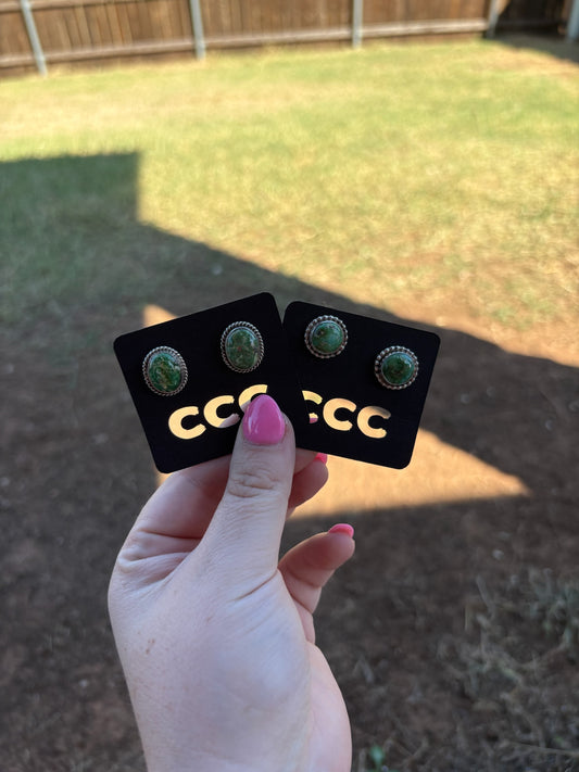 Sonoran Turquoise Round Studs with Rope