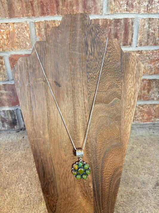 Roystone 8-Stone Flower Cluster Pendant on Chain - 20"