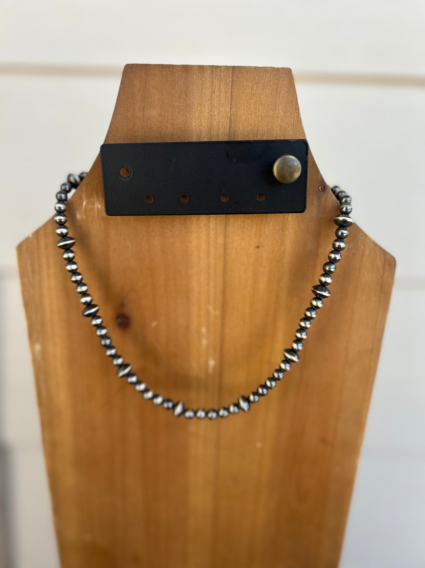 17" 6mm and Saucer Sterling Silver Pearl Necklace