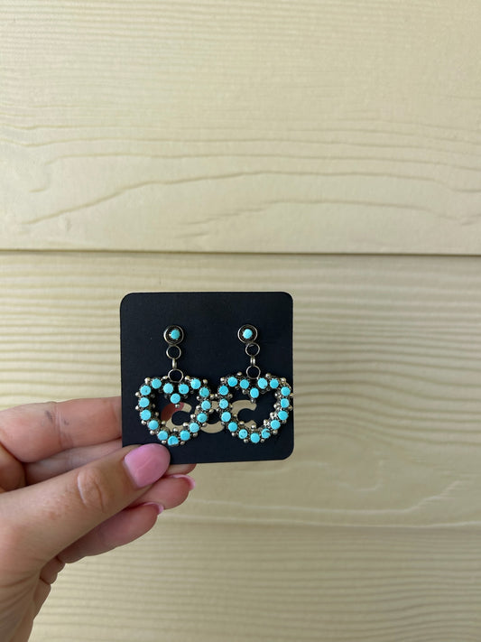 Turquoise Heart Dangle Earrings