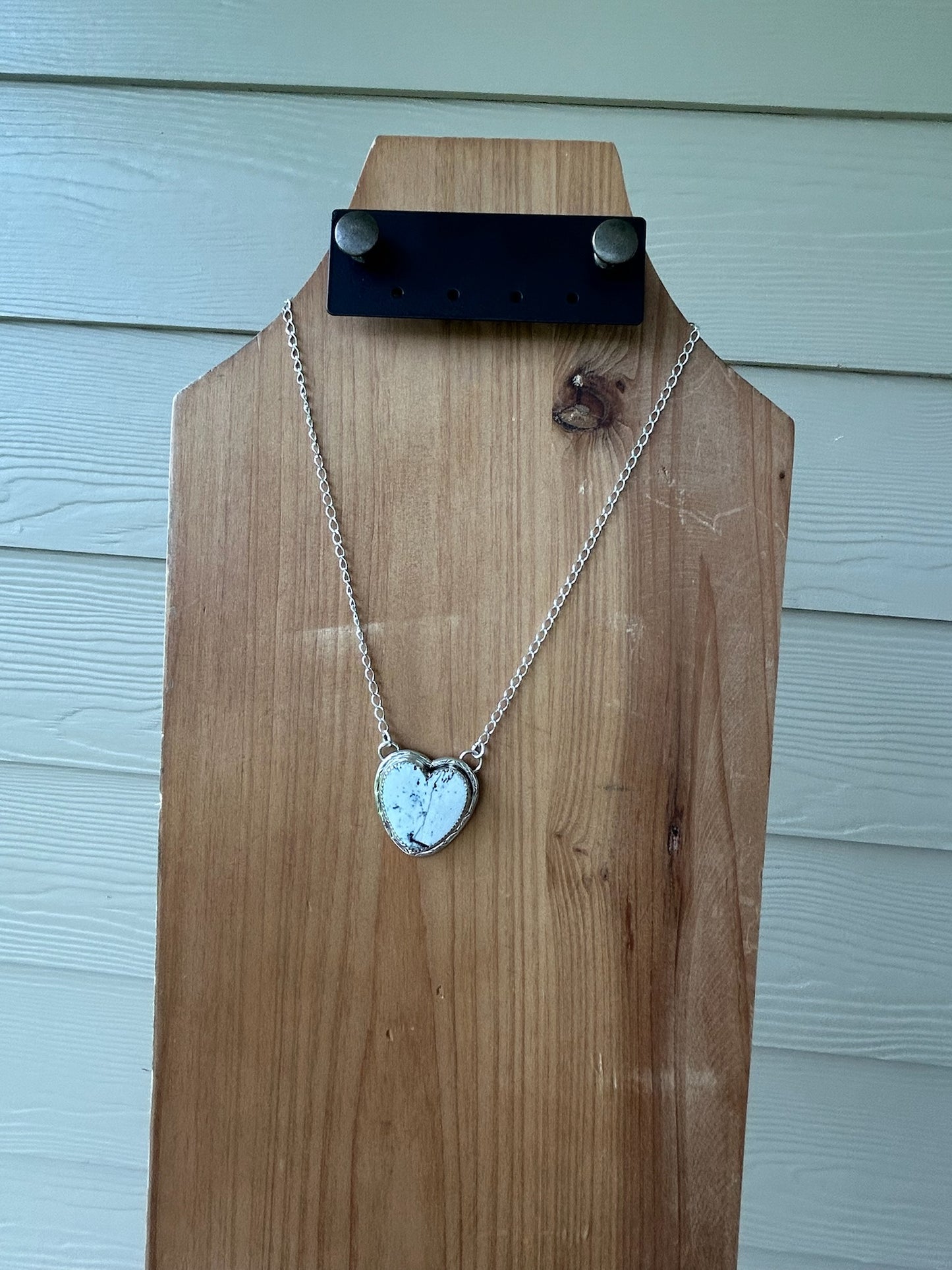 White Buffalo Heart Necklace - 18"