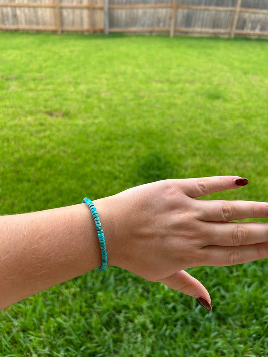 Kingman Turquoise Disc Stacker Bracelet - 7.5"