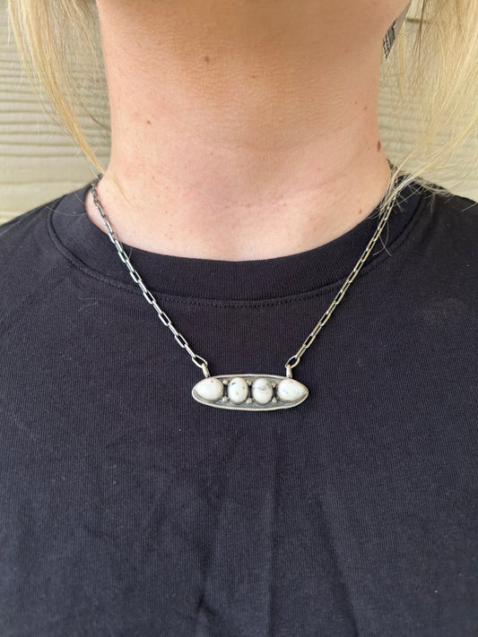 White Buffalo 4-Stone Bar Necklace - 20"