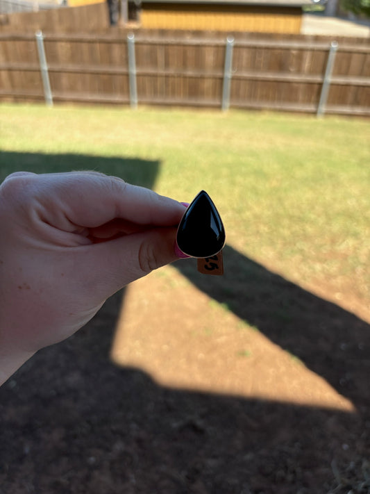 Black Onyx Large Teardrop Ring - SIZE 7.25