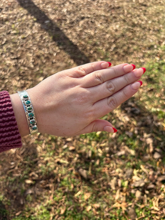 Turquoise 6-Stone Wide Band Cuff - MULTIPLE OPTIONS