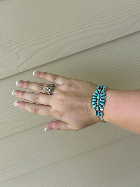 Turquoise Oval Cluster Cuff