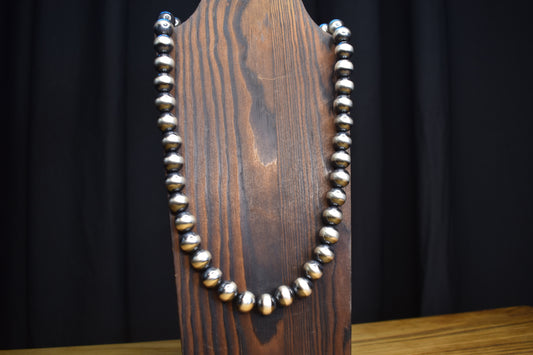 22" 12mm Sterling Silver Pearl Necklace