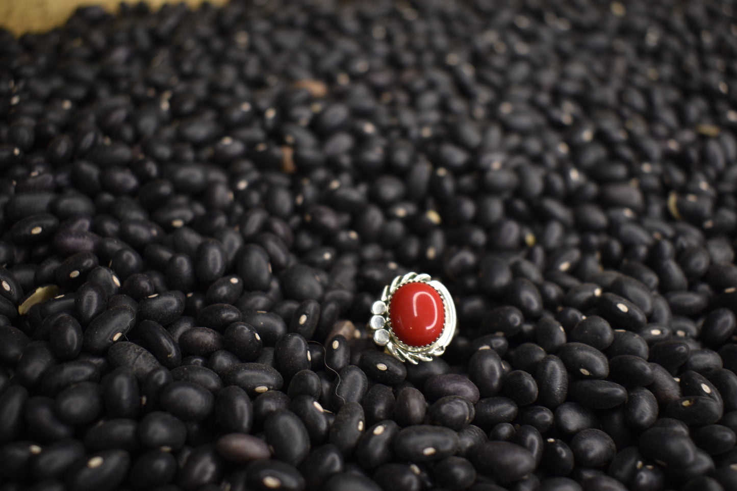 Red Coral Scroll Ring - SIZE 5