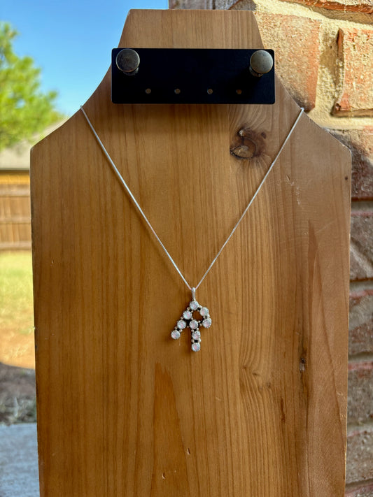 Mother of Pearl Initial Pendant on Chain - R