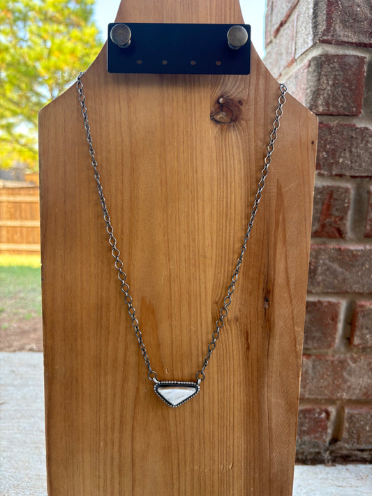 White Buffalo Triangle Statement Necklace - 22"