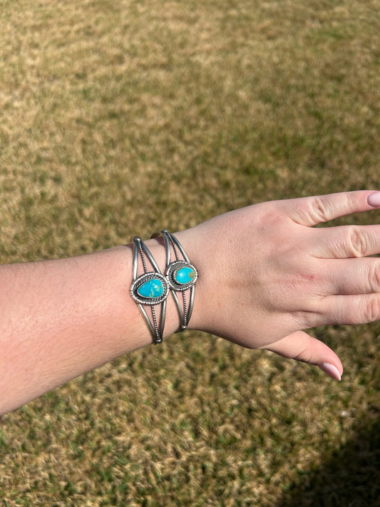 Turquoise Teardrop Split Band Cuff - MULTIPLE