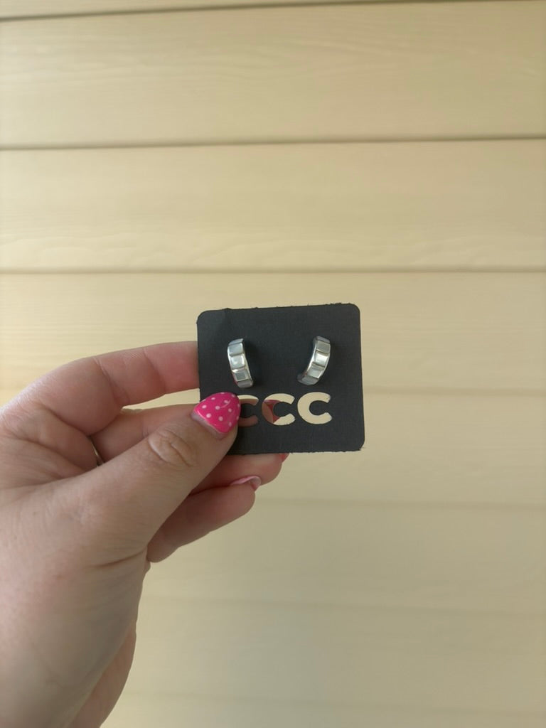 Mother of Pearl Inlayed Hoop Earrings