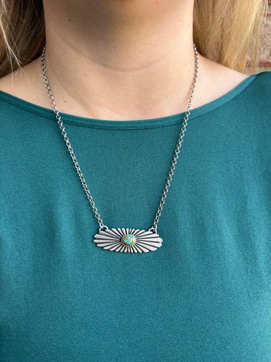 Green Kingman Turquoise Sunshine Necklace - 18"