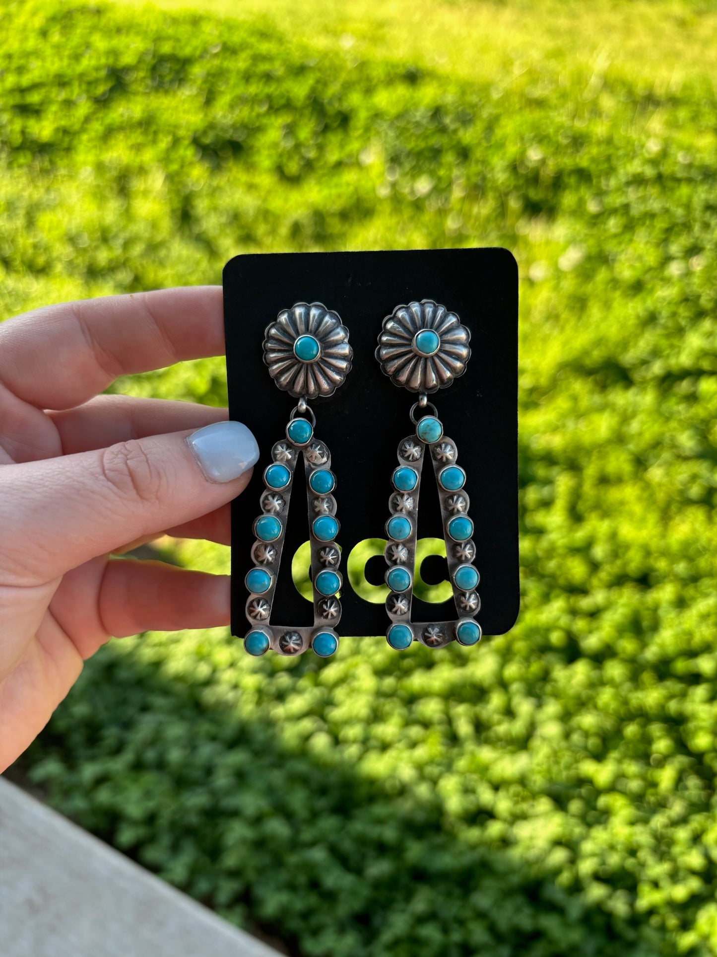 Sterling and Turquoise Triangle Dangle Earrings