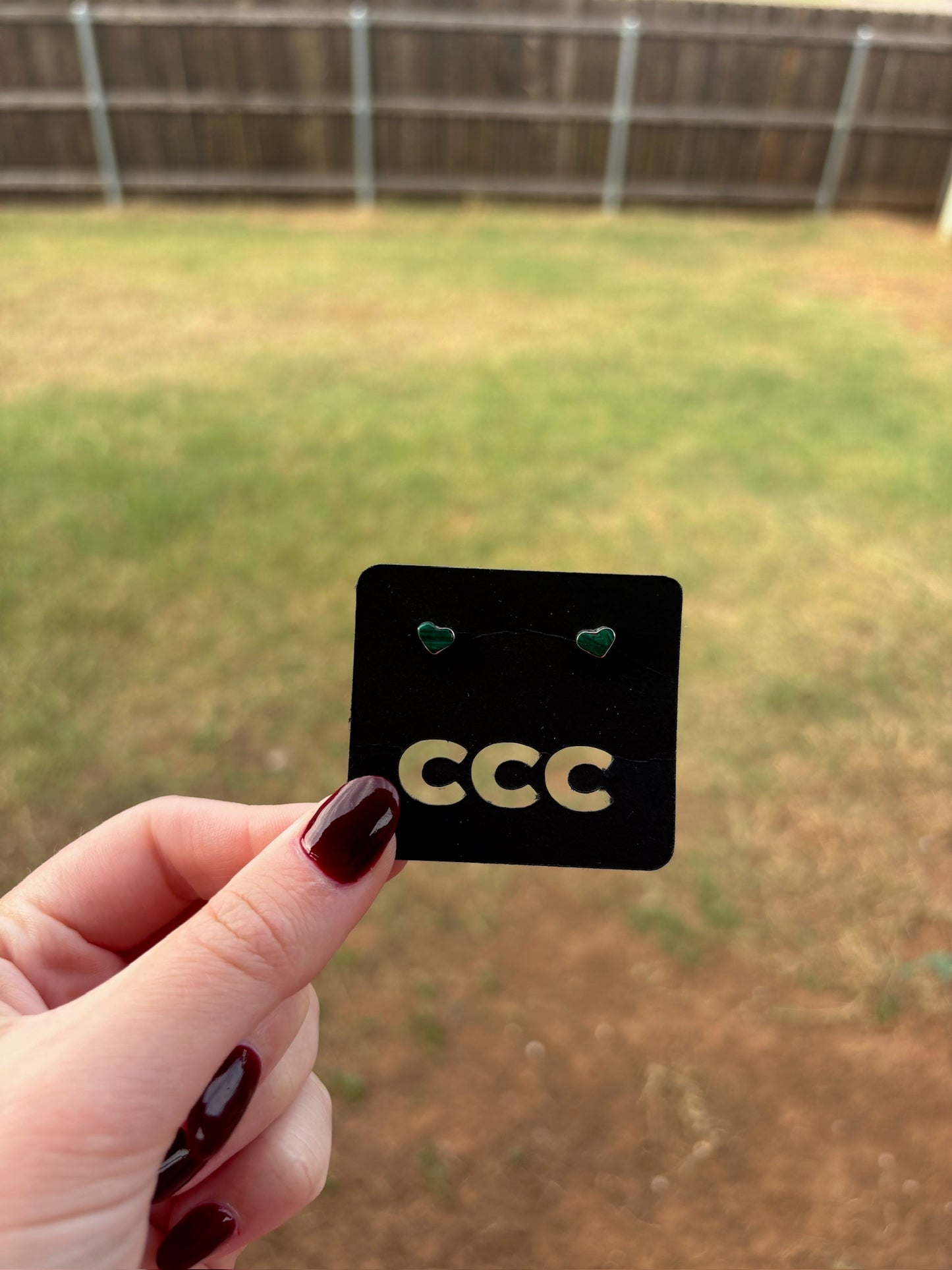 Green Malachite XS Heart Stud Earrings