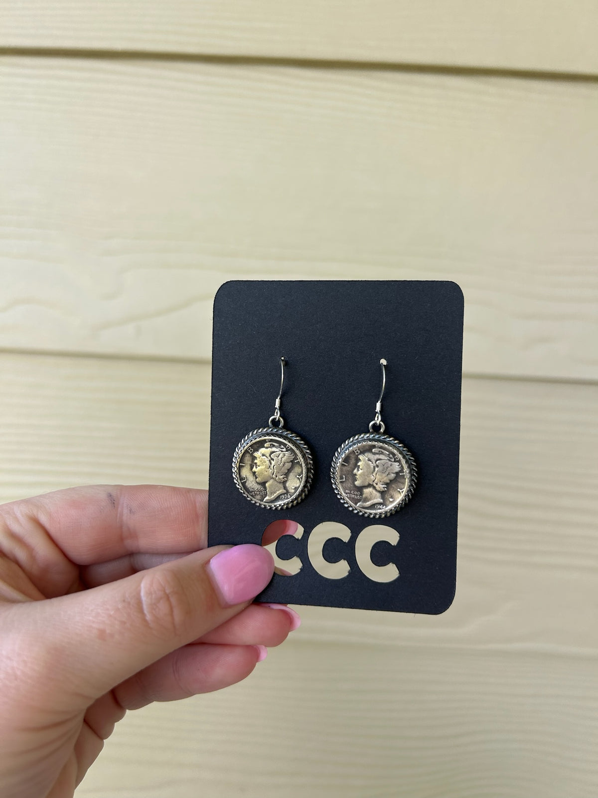 Mercury Dime Coin Rope Stud Earrings