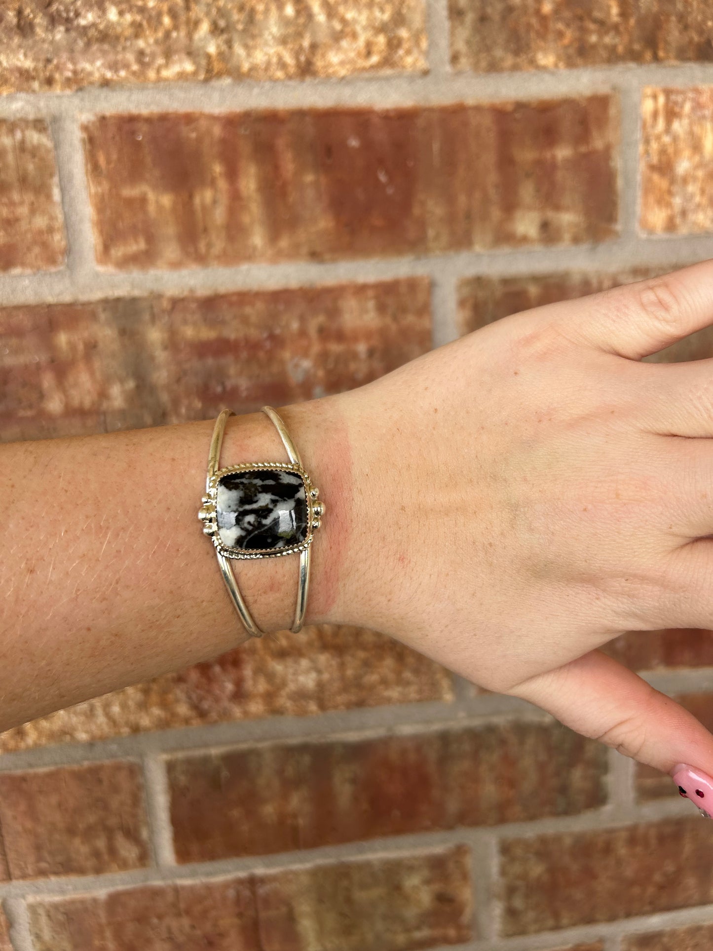 Zebra Jasper Square Split Band Cuff