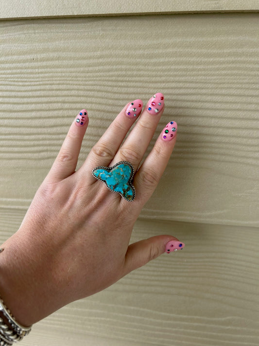 Turquoise Calf Head Ring - Adjustable