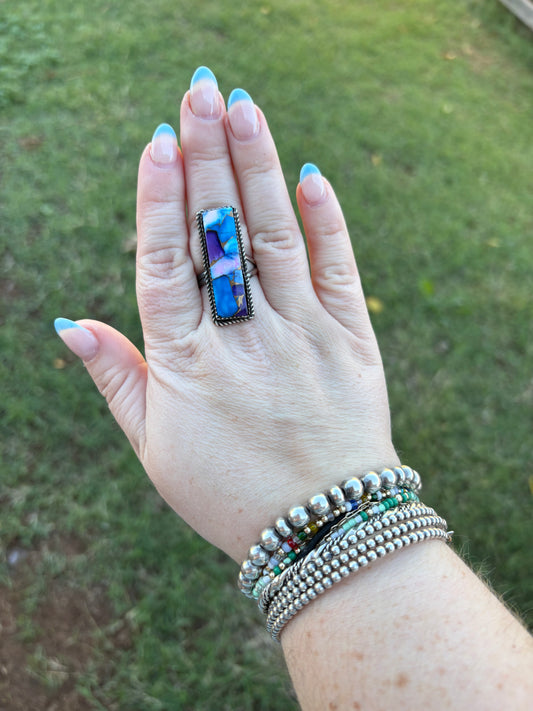 Blue Dahlia Adjustable Ring