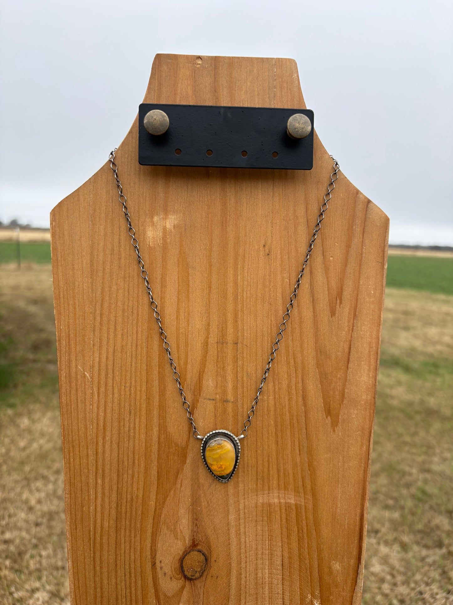 Bumblebee Jasper Teardrop Necklace - 18"