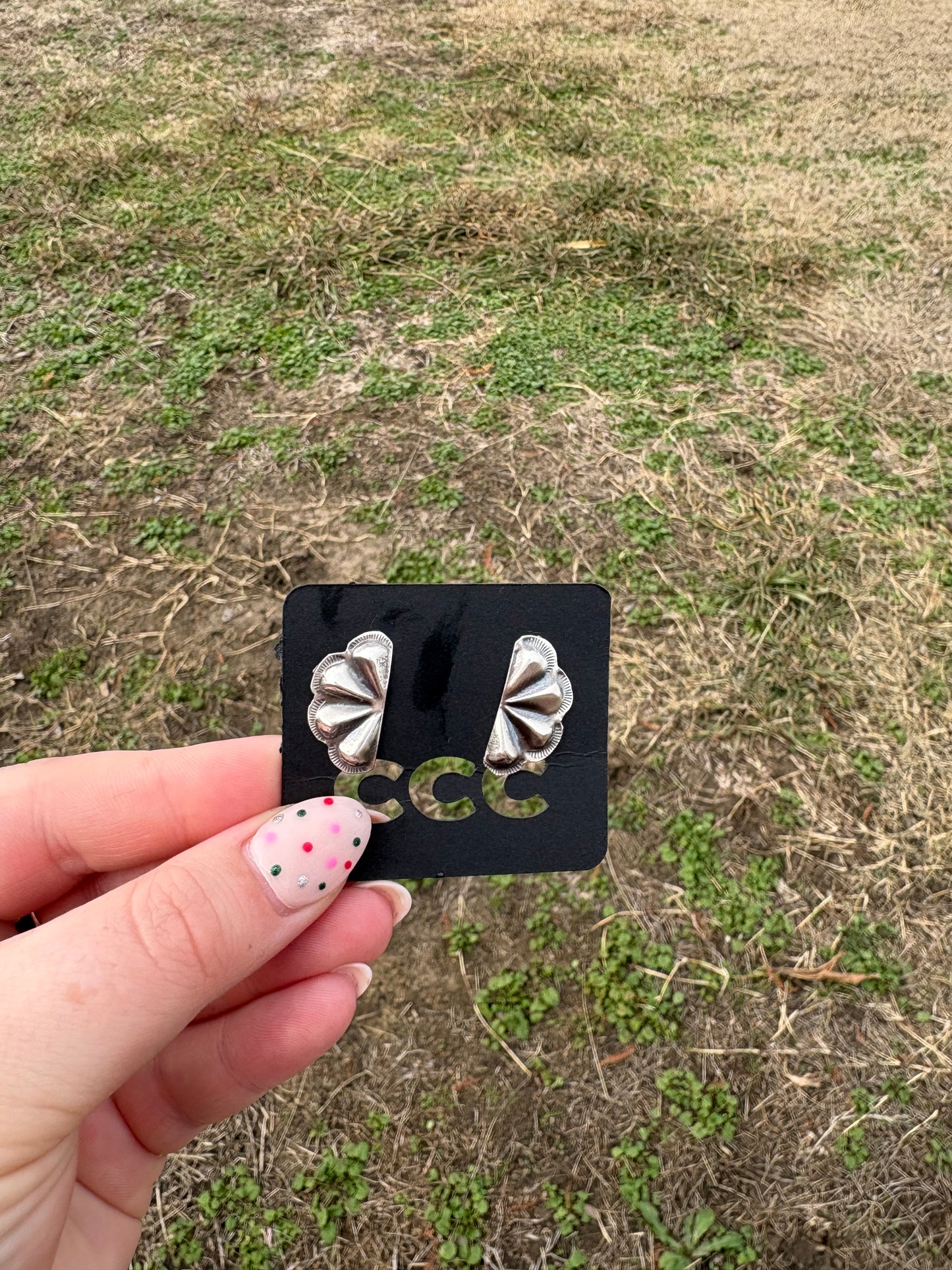 Half Camryn Sterling Concho Earrings