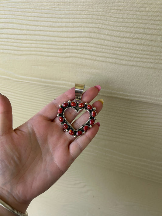 Red 12-Stone Heart Pendant