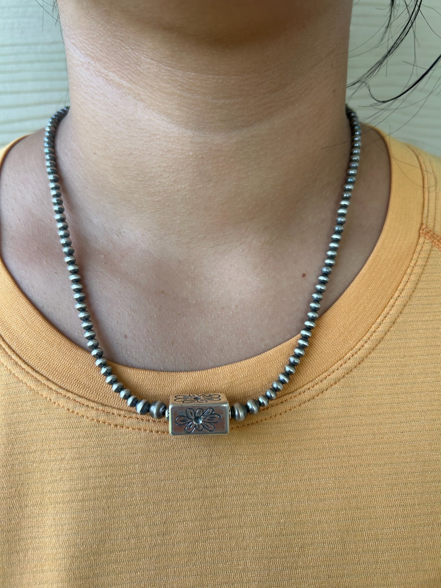 4mm Flower Barrel Bead Necklace - MULTIPLE LENGTHS