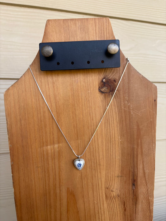 Herloom Blue Rose Heart Pendant on Chain