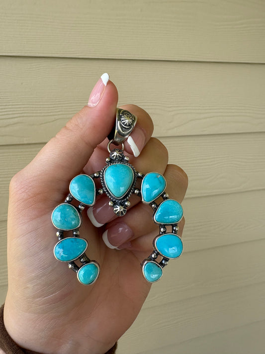 Turquoise 9-Stone Naja Pendant with Bail