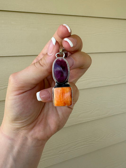 Purple Spiny and Orange Spiny 2-Stone Pendant