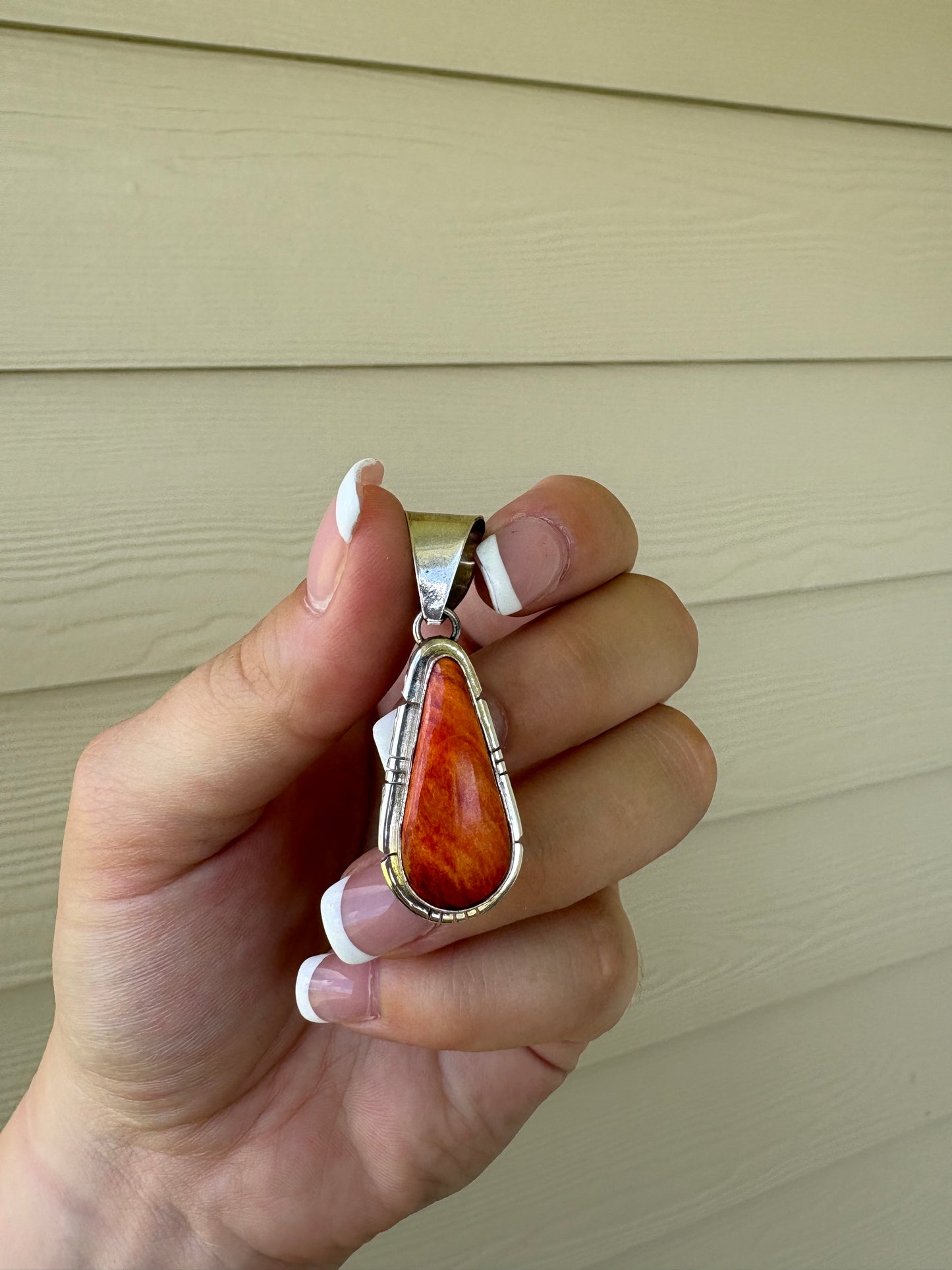 Orange Spiny Medium Teardrop Pendant