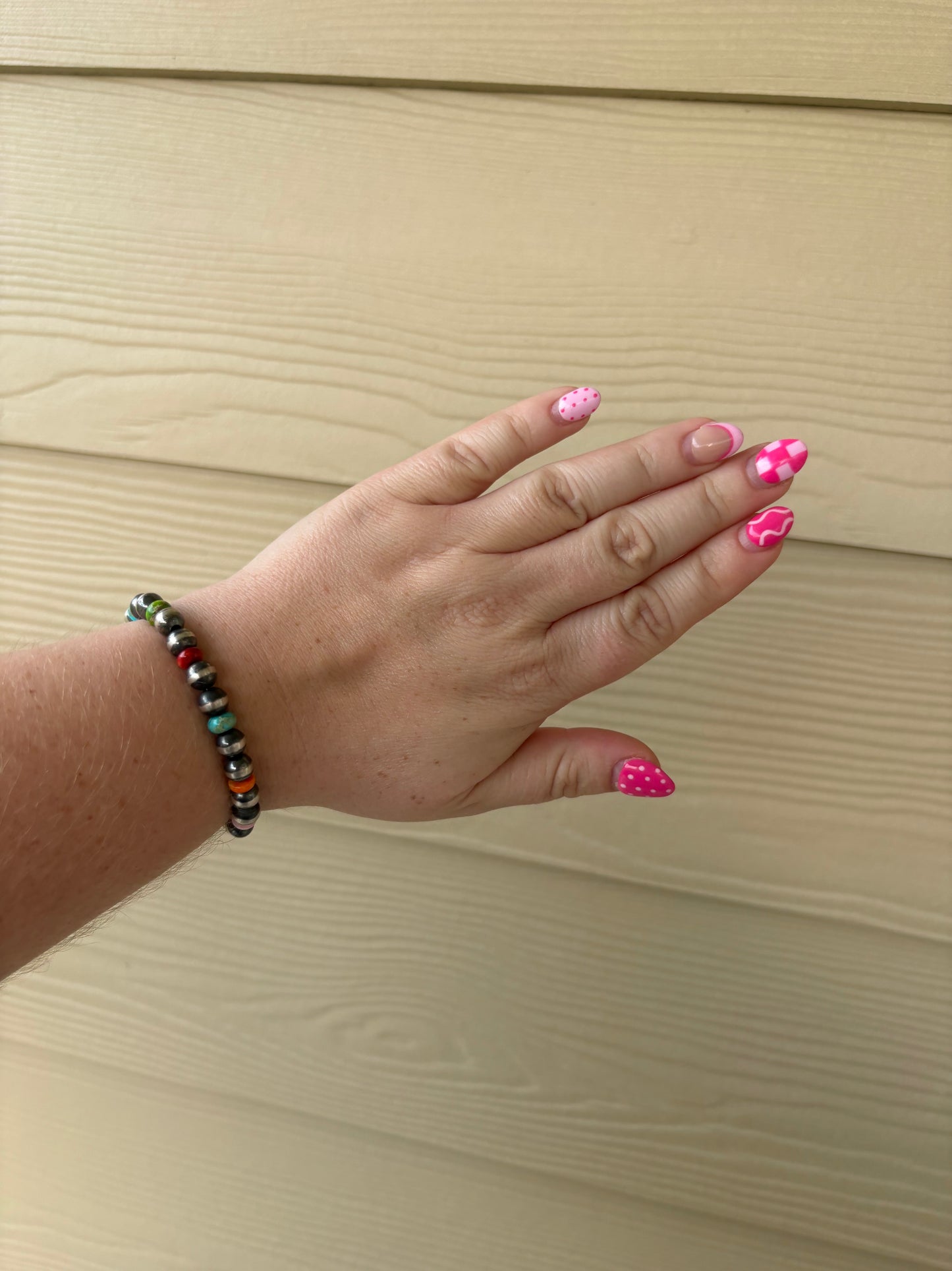 7mm Pearl & Multi-stone Stretchy Bracelet