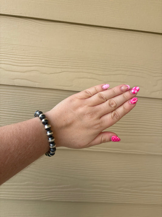 10mm Stretchy Sterling Pearl Bracelet