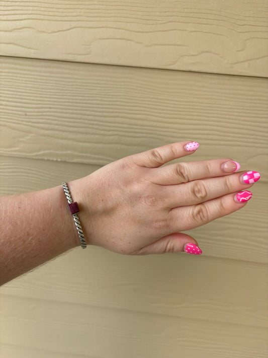 Purple Spiny Square Cuff with Twisted Band
