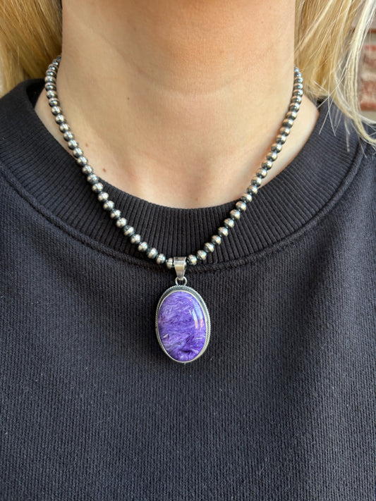 Charoite Purple Oval Pendant
