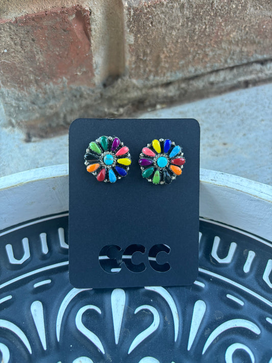 Multi-Stone Flower Cluster Studs