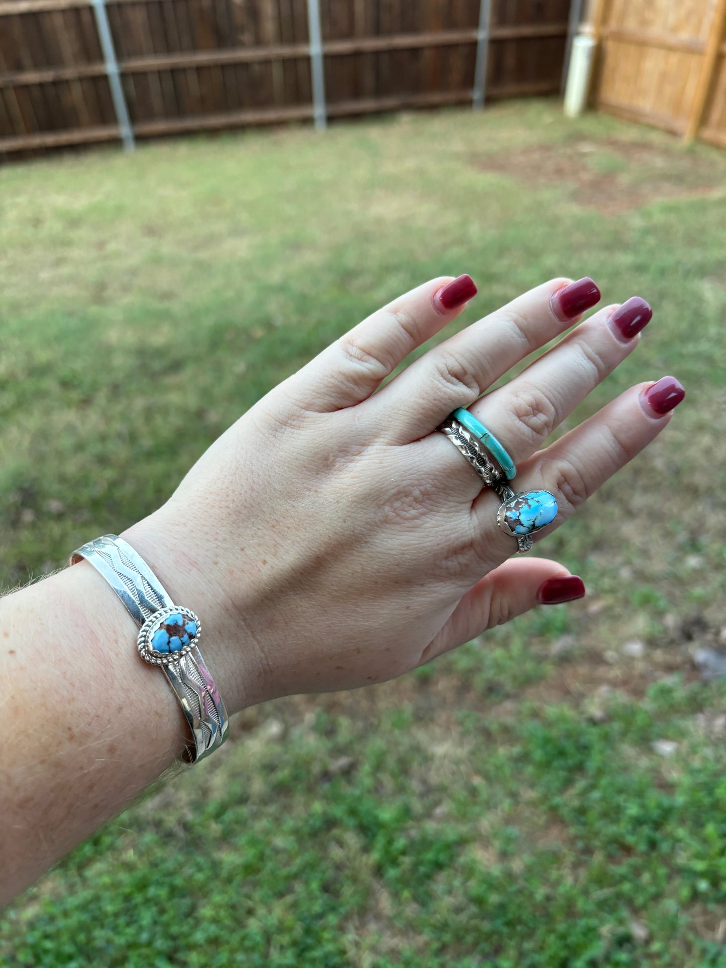 Golden Hills Wide Stamped Band Cuff