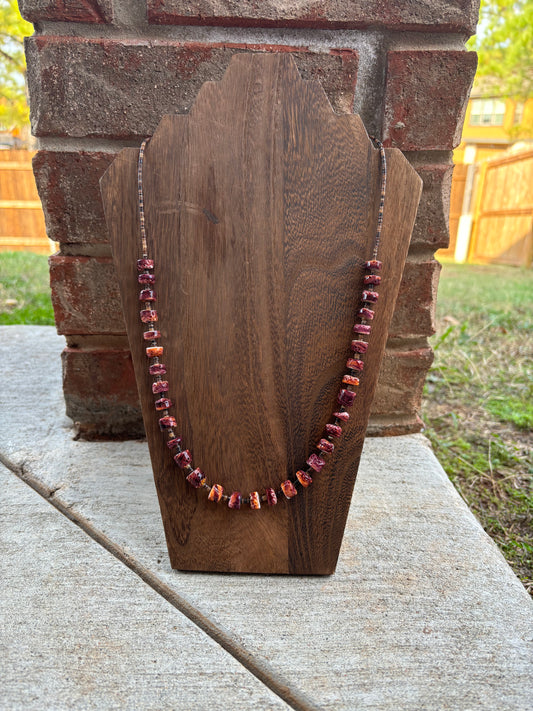 Purple Spiny Rondelle Disc Necklace - 29"
