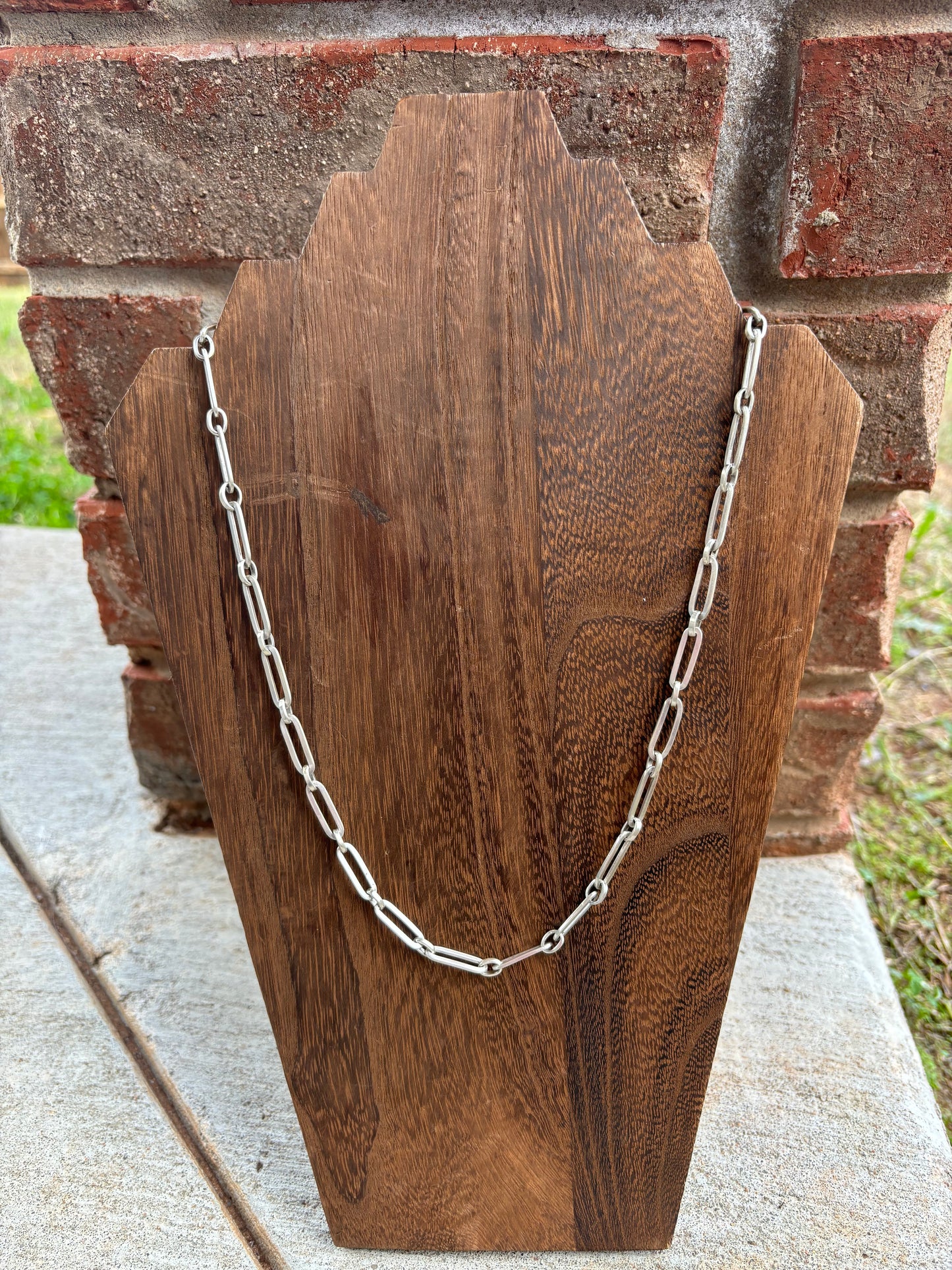 22" Brushed Sterling Paperclip Necklace