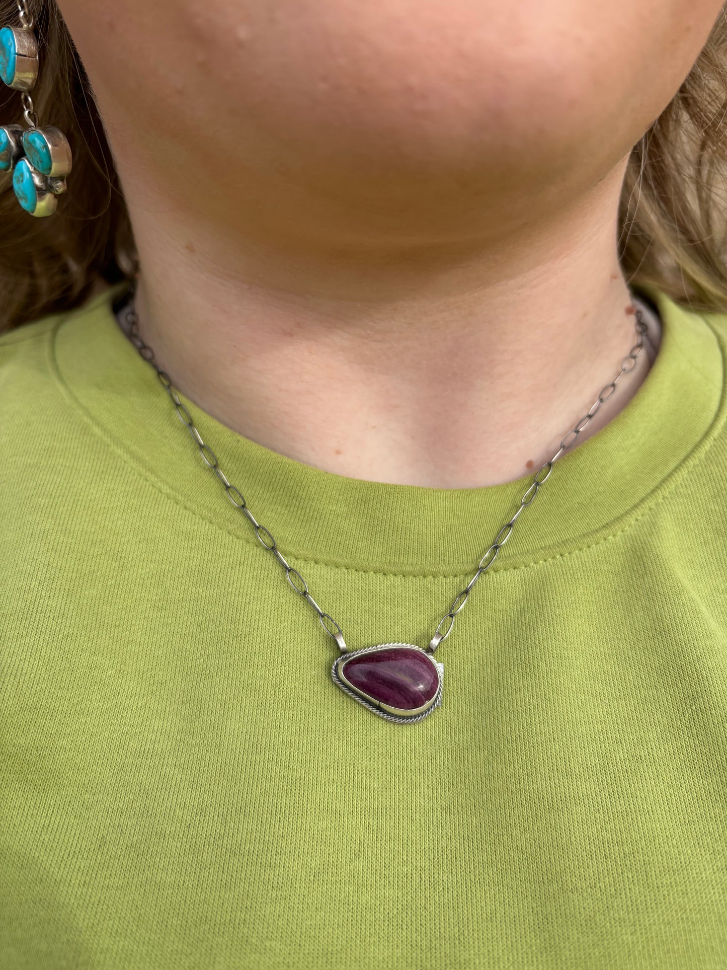 Purple Spiny Teardrop Statement Necklace - 18"