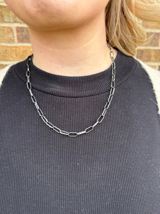 20" Oxidized Sterling Paperclip Chain