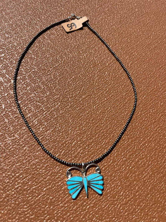 Turquoise Inlayed Butterfly Pendant