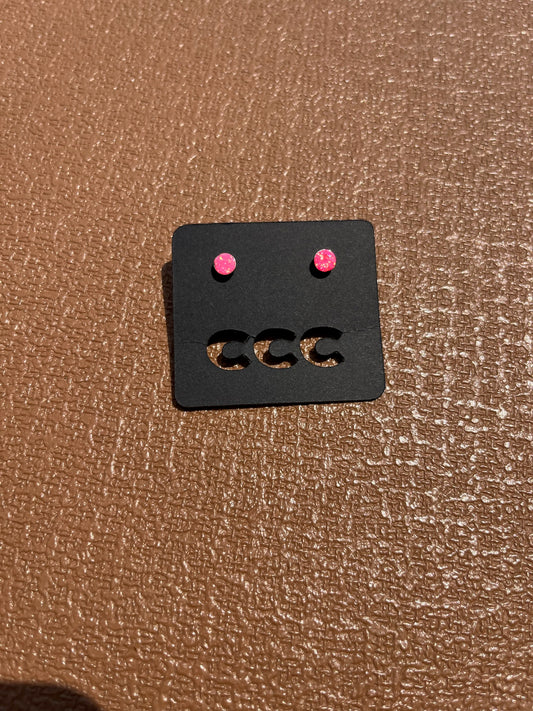 Pink Opal Small Simple Circle Studs