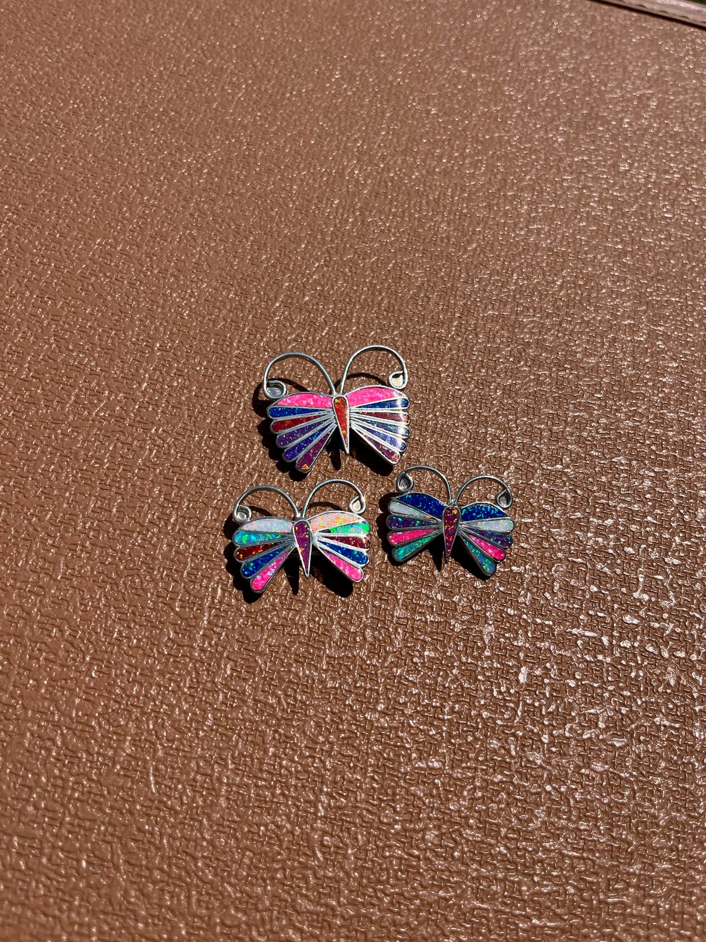Inlayed Opal Butterfly Pendant/Pin