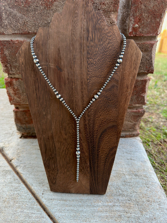 18" 4-8mm Graduated Pearl Lariat w/ 4.5" Drop - Has 2" Extender