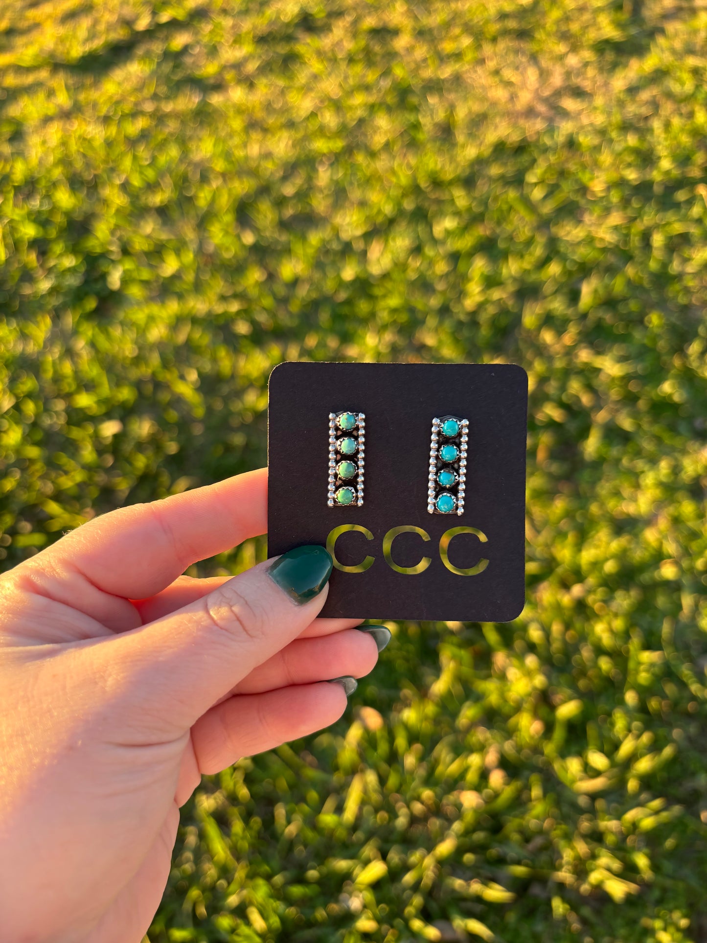 Turquoise 4-stone Rope Bar Studs