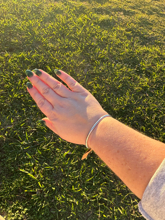Sterling Wire Cuff w/ Bead Ends