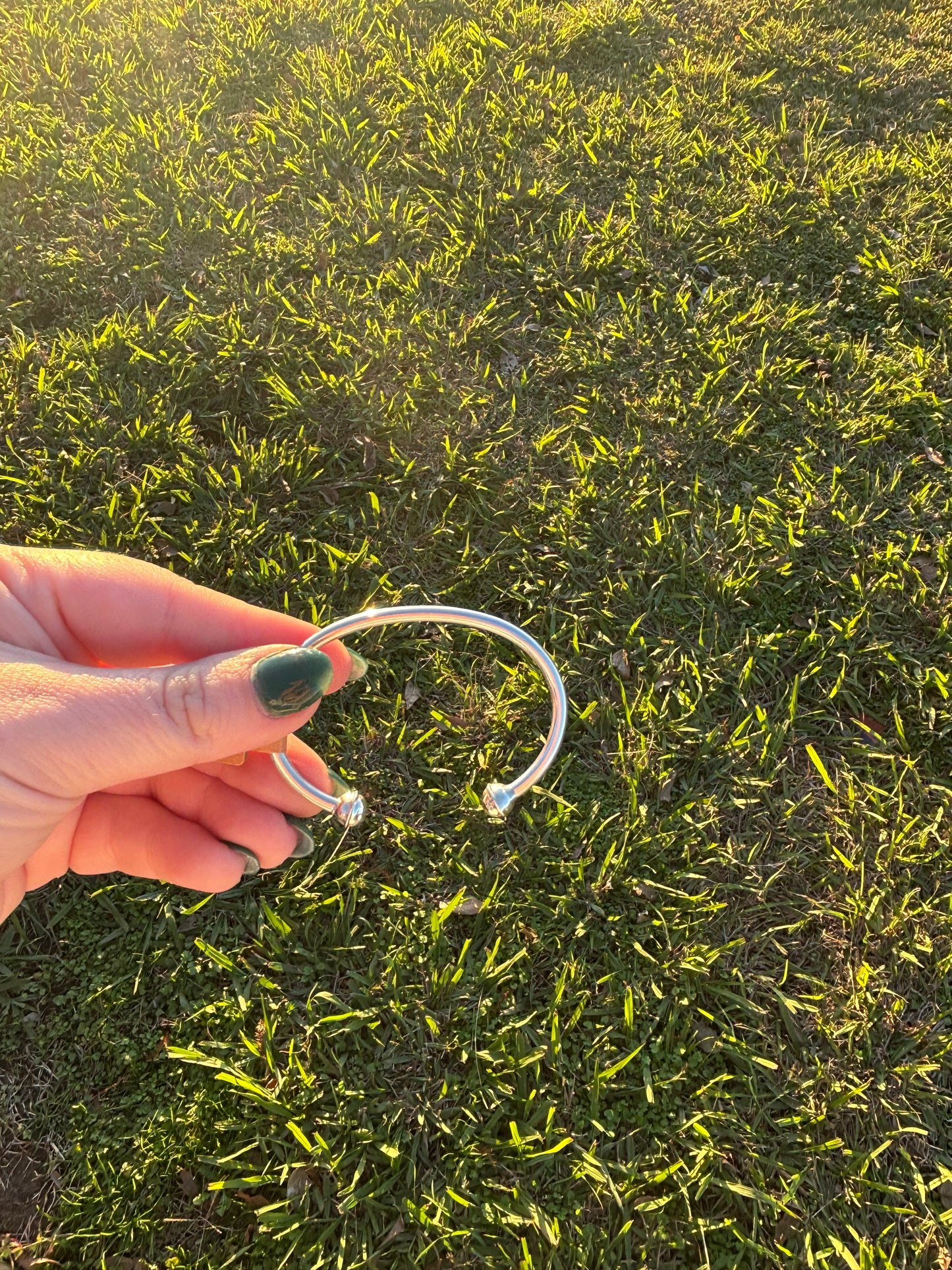 Sterling Wire Cuff w/ Bead Ends