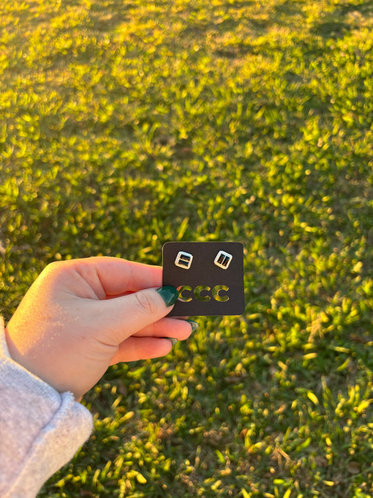 Black Onyx Small Square Inlayed Studs