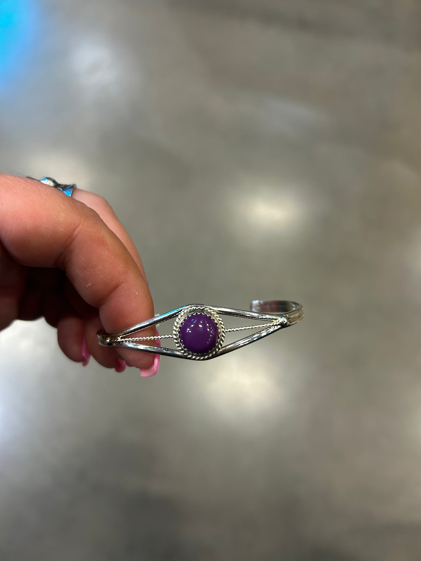 Purple Charoite Single Stone Cuff